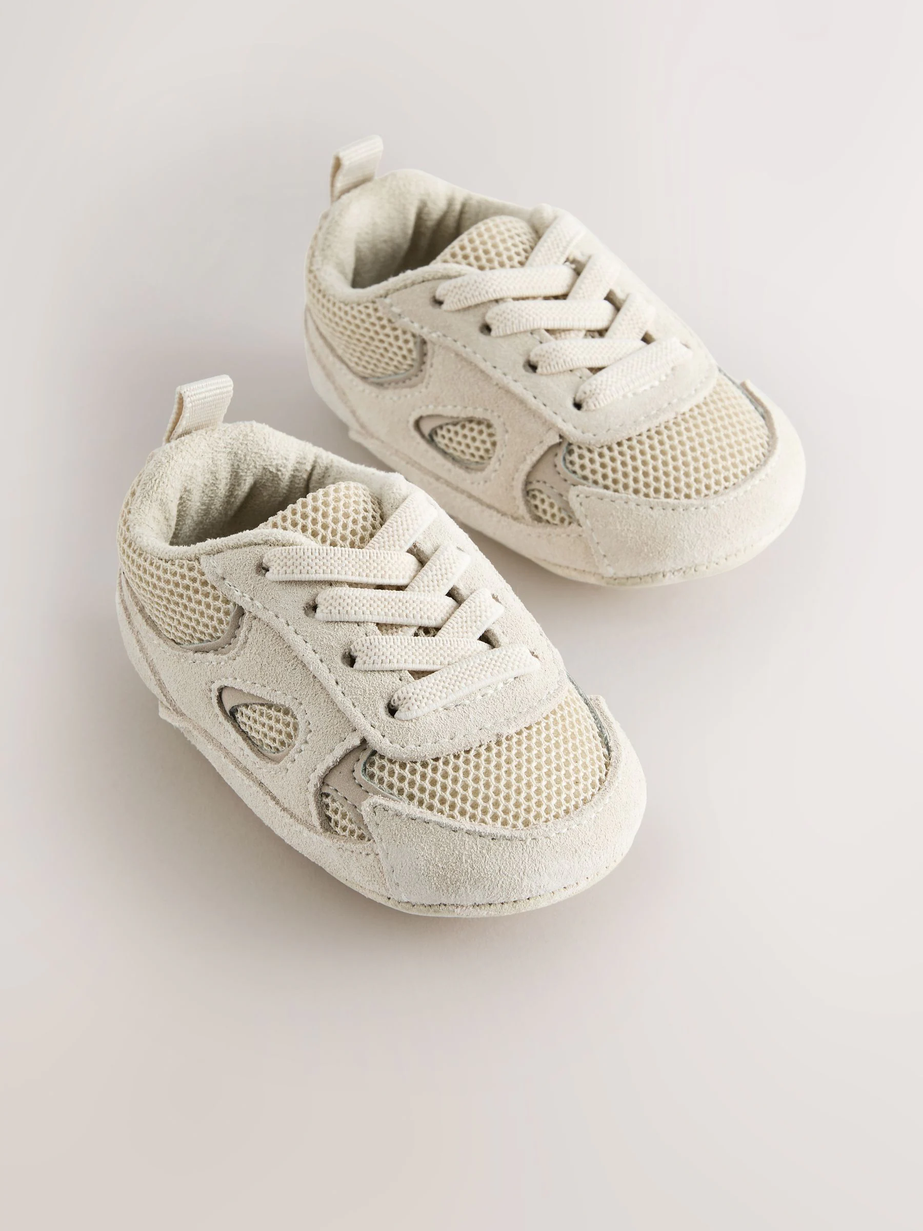 Neutraal - Baby Elastic Lace Slip-Ons Trainers (0-2mths)