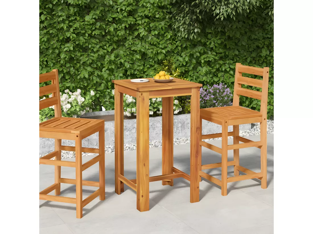 Prolenta Premium - Table de bar de jardin 60x60x105 cm Bois d'acacia solide