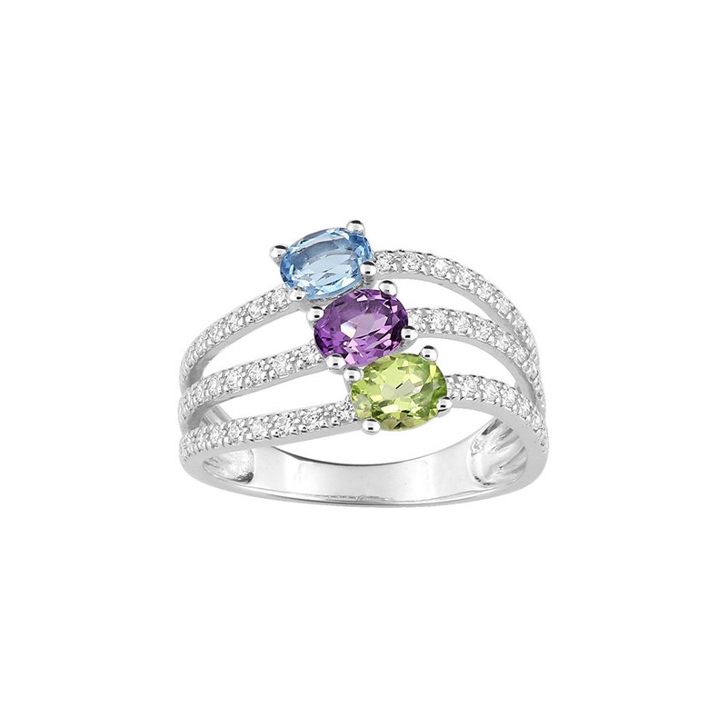 Bague femme - Oxyde de zirconium - Or 9 Carats
