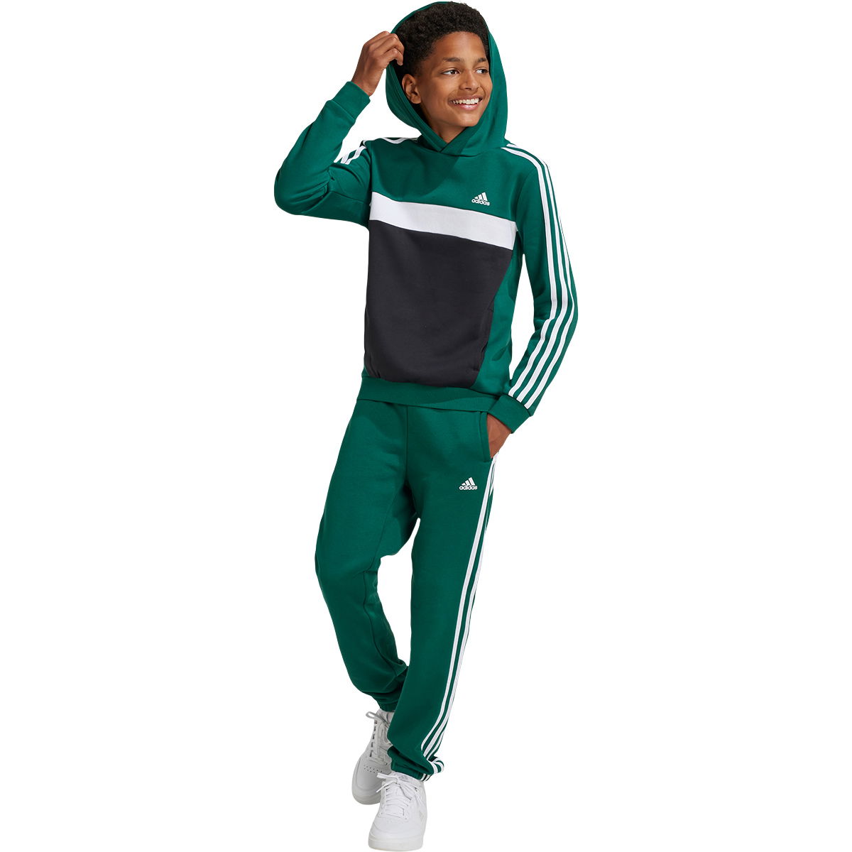 adidas Tiberio 3-Stripes Colorblock Fleece Hættetrøje Børn