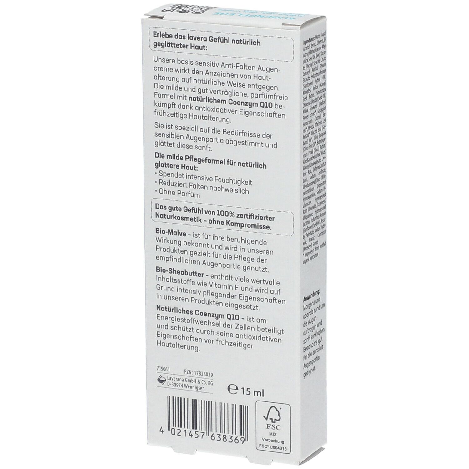 lavera basis sensitv Anti-Aging Augencreme Q10