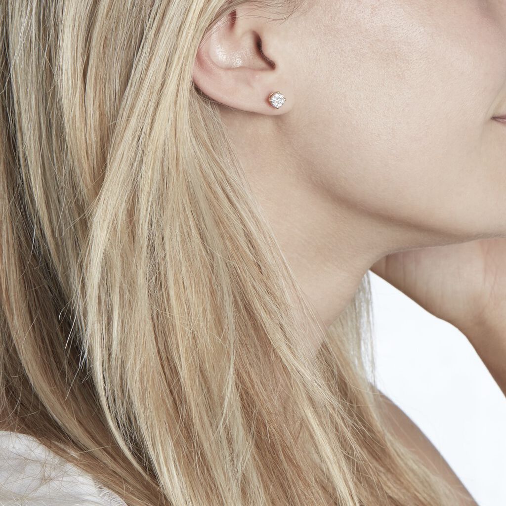 Boucles D'oreilles Puces Charlene Or Jaune Diamant Synthetique