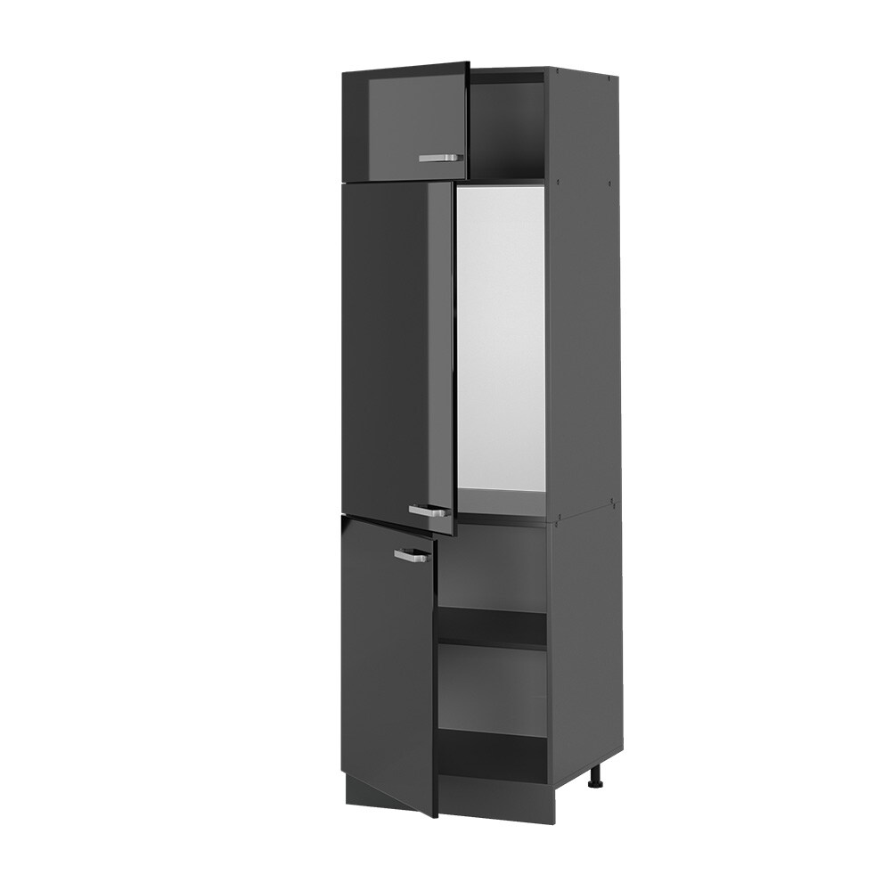 Vicco Kühlumbauschrank Küchenschrank R-Line Solid Anthrazit Schwarz 60 cm modern