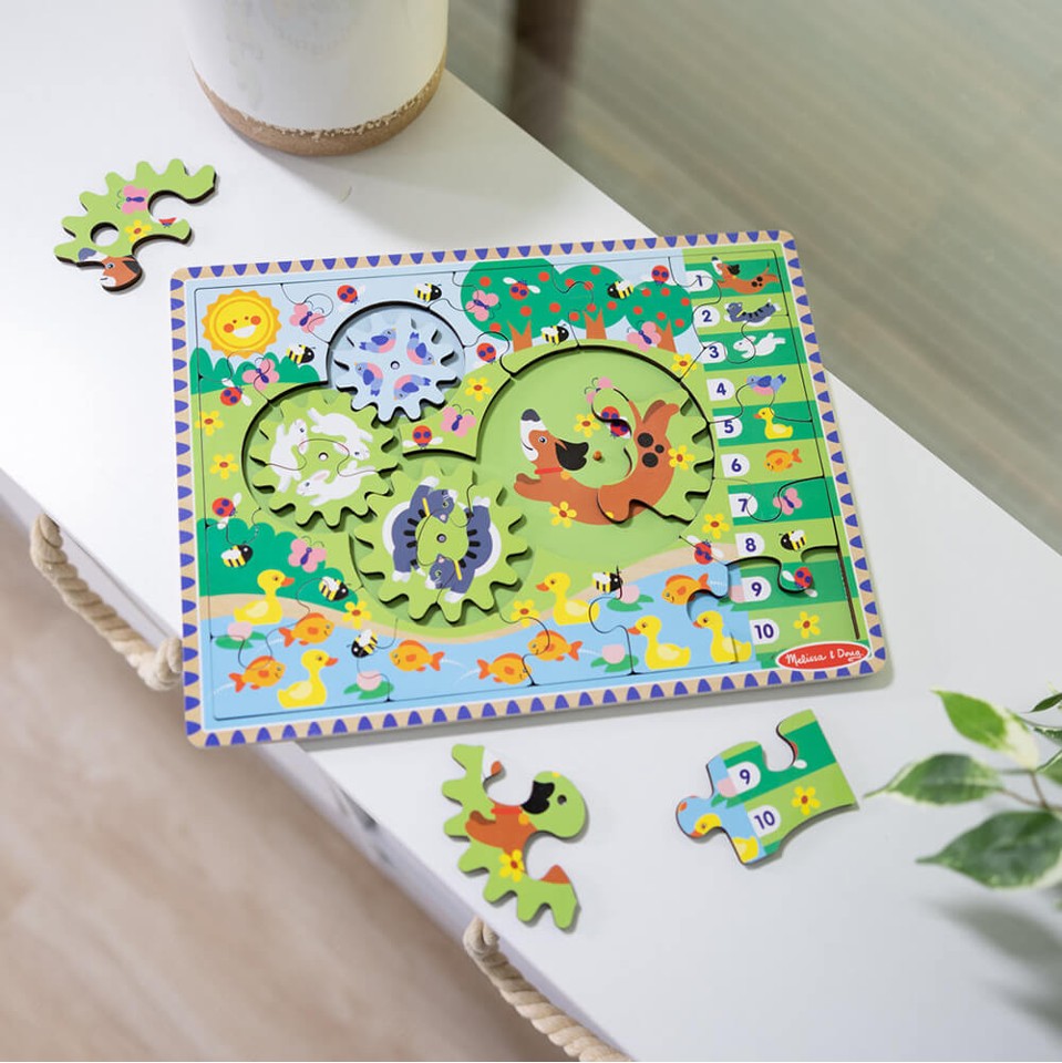 Melissa og Doug - Animal Chase I-Spy Wooden Gear Puzzle - (31004)