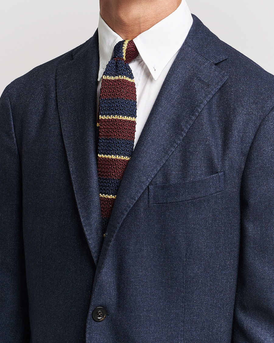 Polo Ralph Lauren Knitted Striped Tie Wine/Navy/Gold