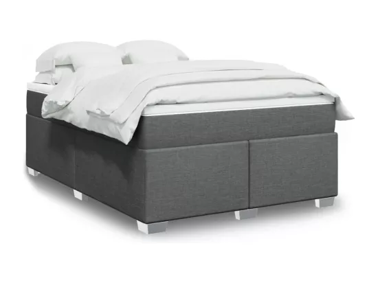 Sommier à lattes de lit avec matelas Gris foncé 160x200cm Tissu