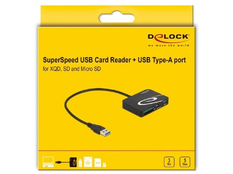 Delock Card Reader Extern 91756 4 Slots Externer Universal-Cardreader mit USB-A-Anschluss
