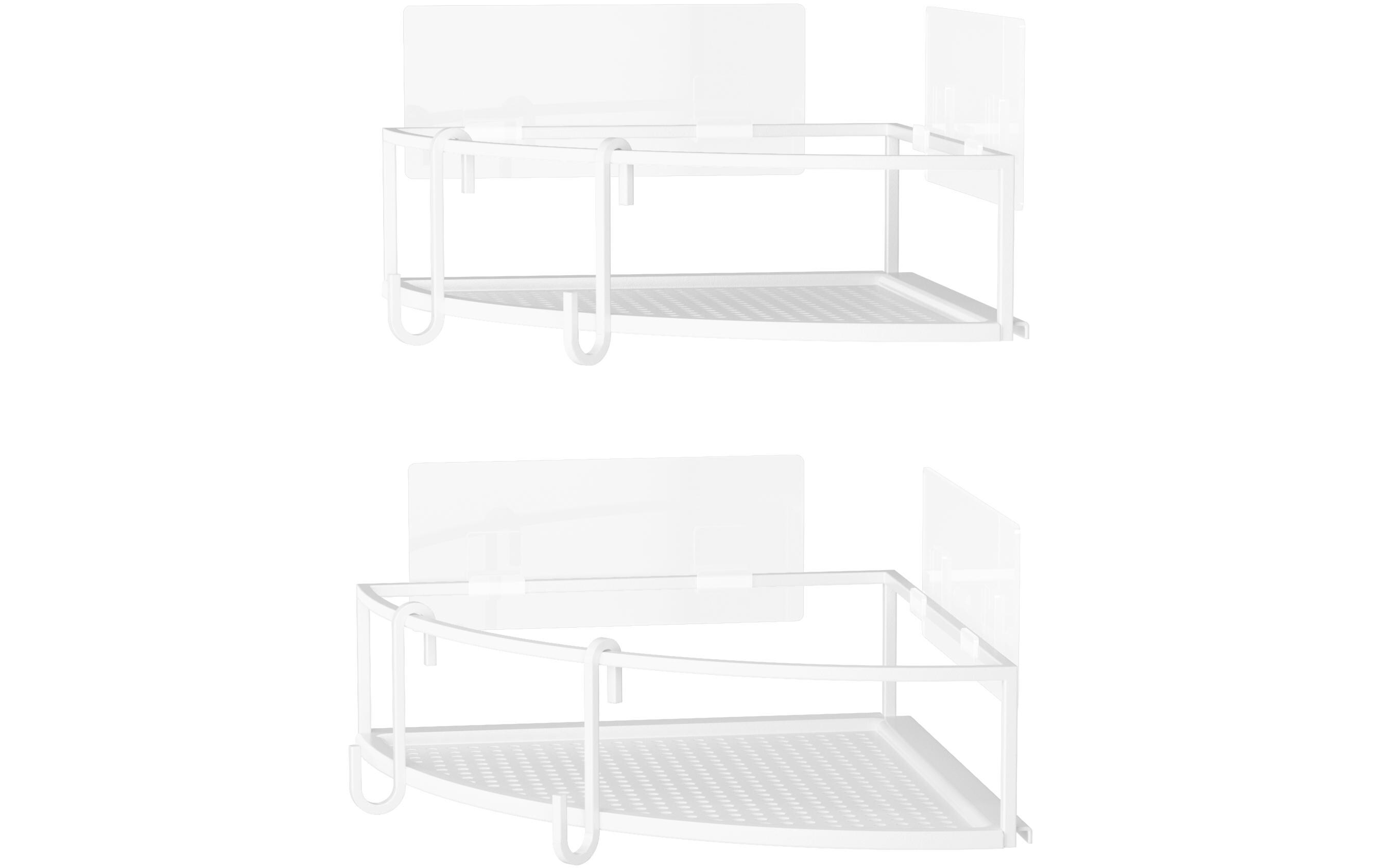 Eckduschablage Cubiko 2er Set, Weiss, StahlDuschablagen mit zwei Haken