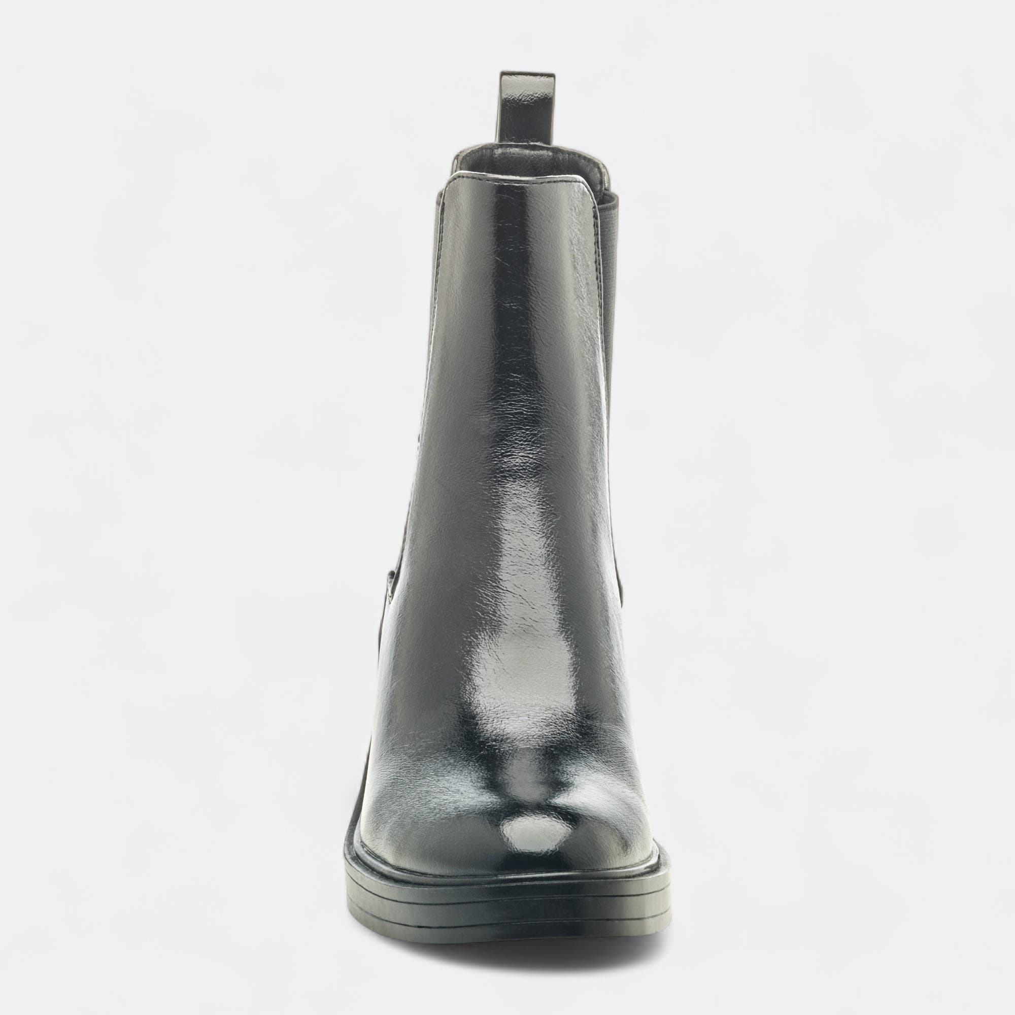 Boots chelsea à talon Femme noir vernis
