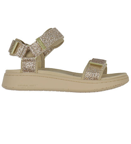 Woden Sandalen - Line Glitter - Kaffee Cream