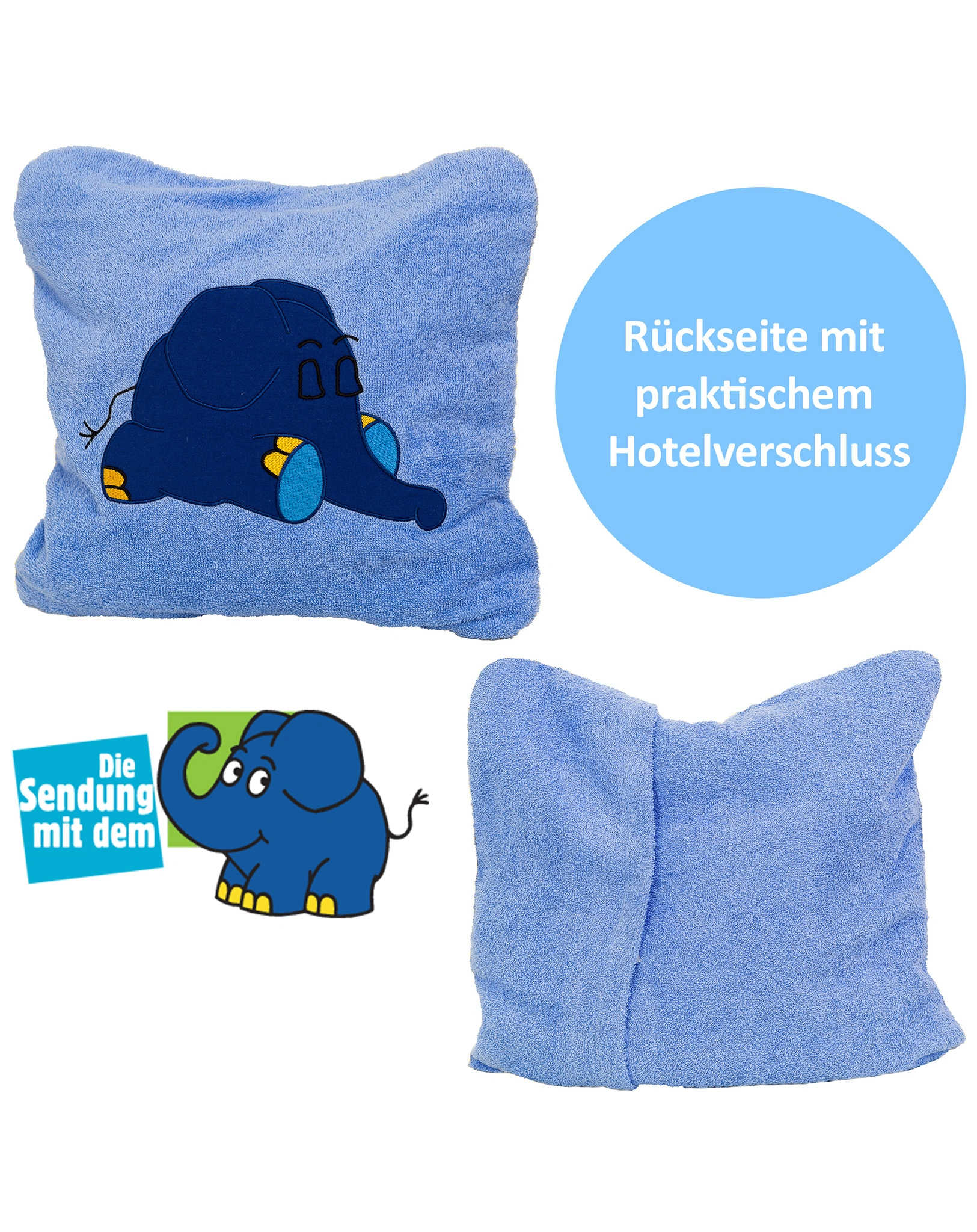 Kissenbezug ELEFANT (40x40) in blau
