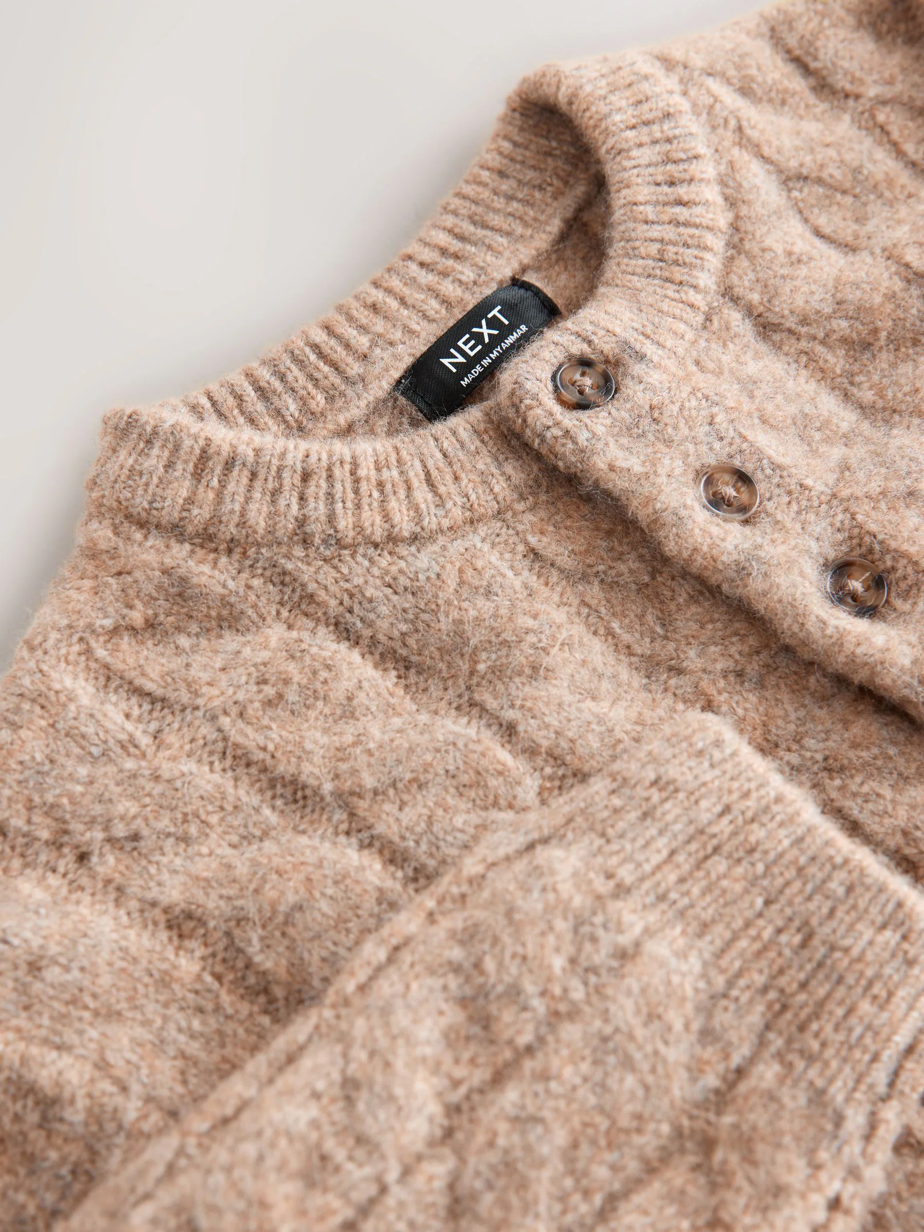 Neutraal - Gebreide Henley-trui (3mnd-7jr)