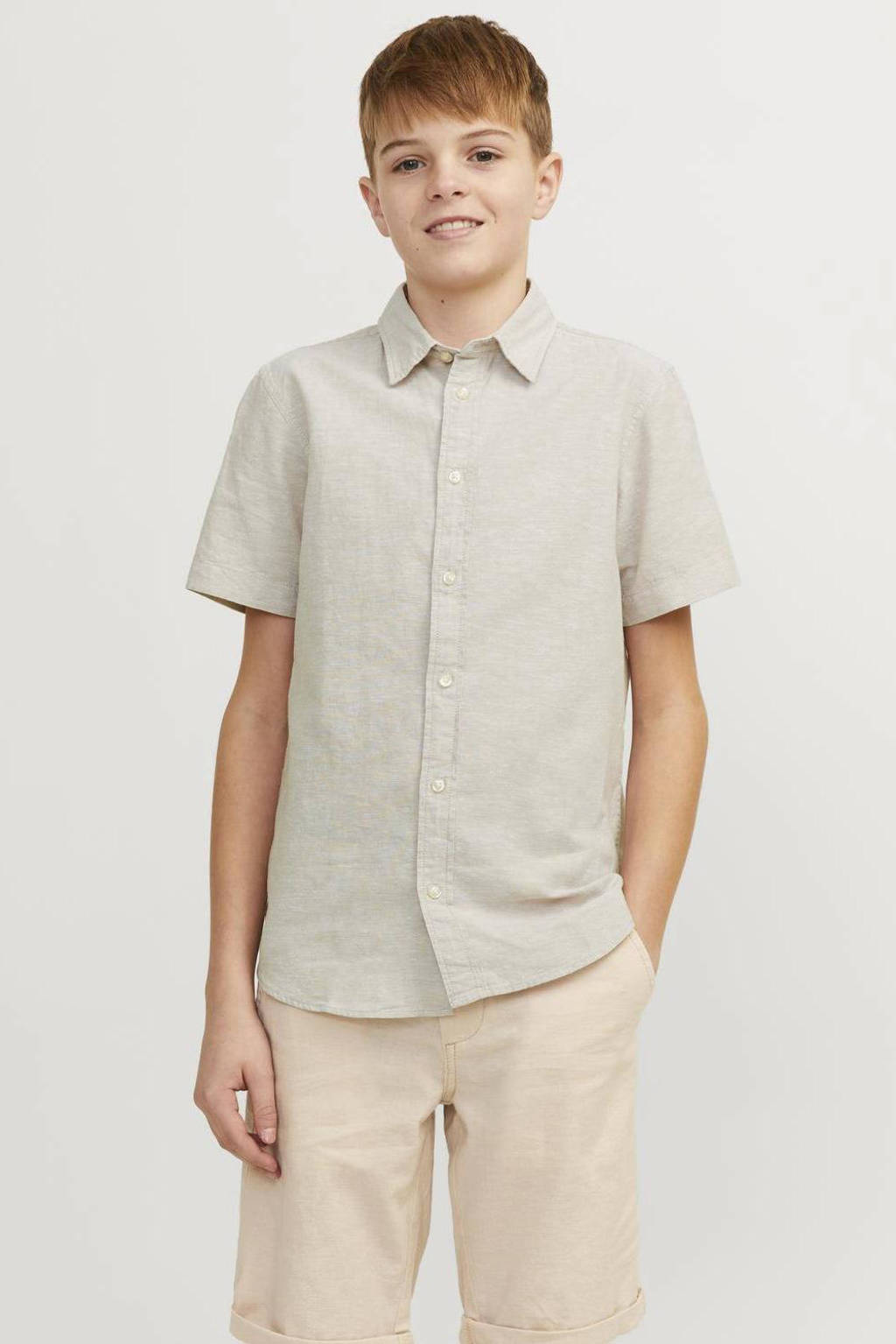 JACK & JONES overhemd JJELINEN BLEND beige