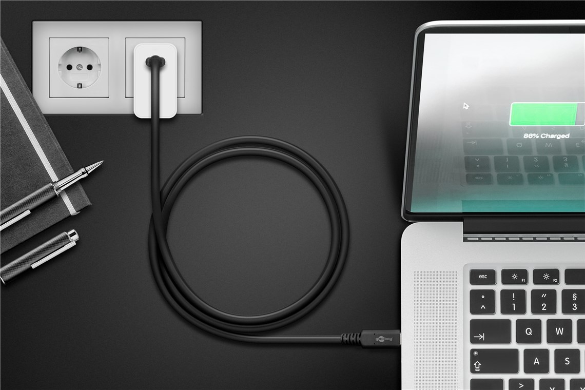 (1m) 100W USB C Ladekabel USB4 40 Gbit/s Fast Charging Datenkabel - Schwarz