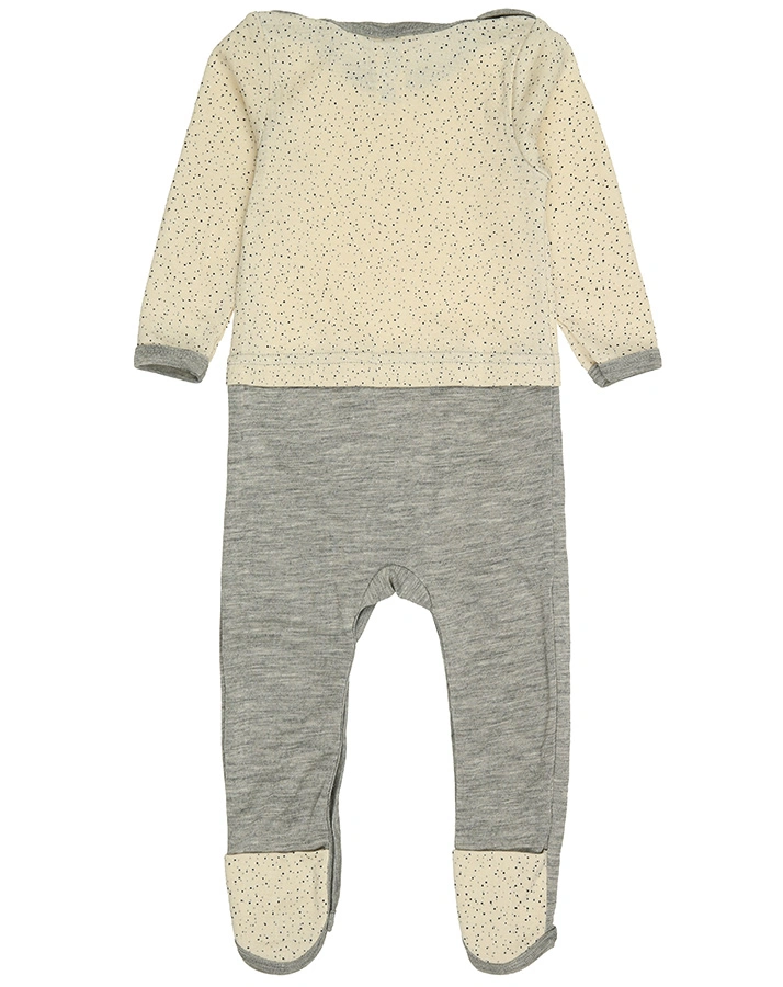 Strampler MODERN NATURE mit Seide in beige/hellgrau