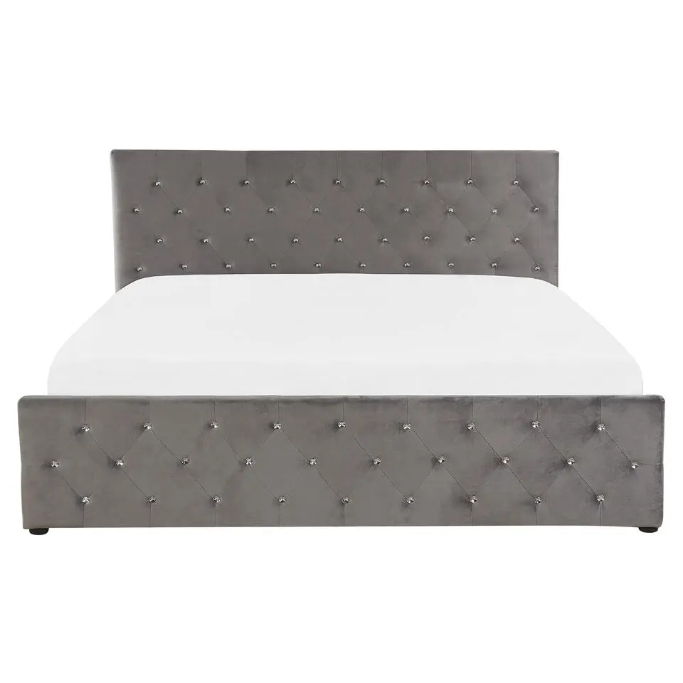 AMIENS - Bed met opbergruimte - Grijs - 160 x 200 cm - Fluweel