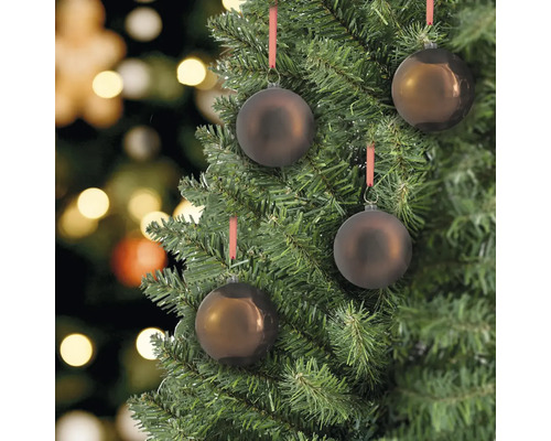 Lafiora kerstboomballen, verpakking van 36, Ø 6 cm, bruin