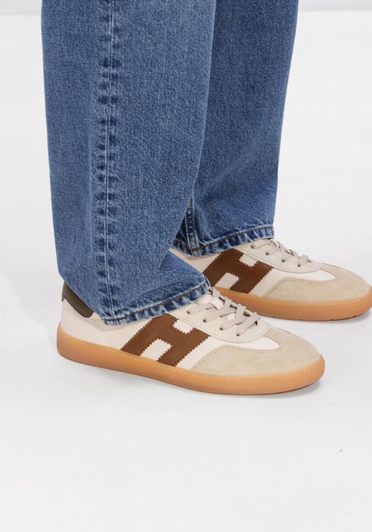 beige hogan lage sneakers cool allacciato h