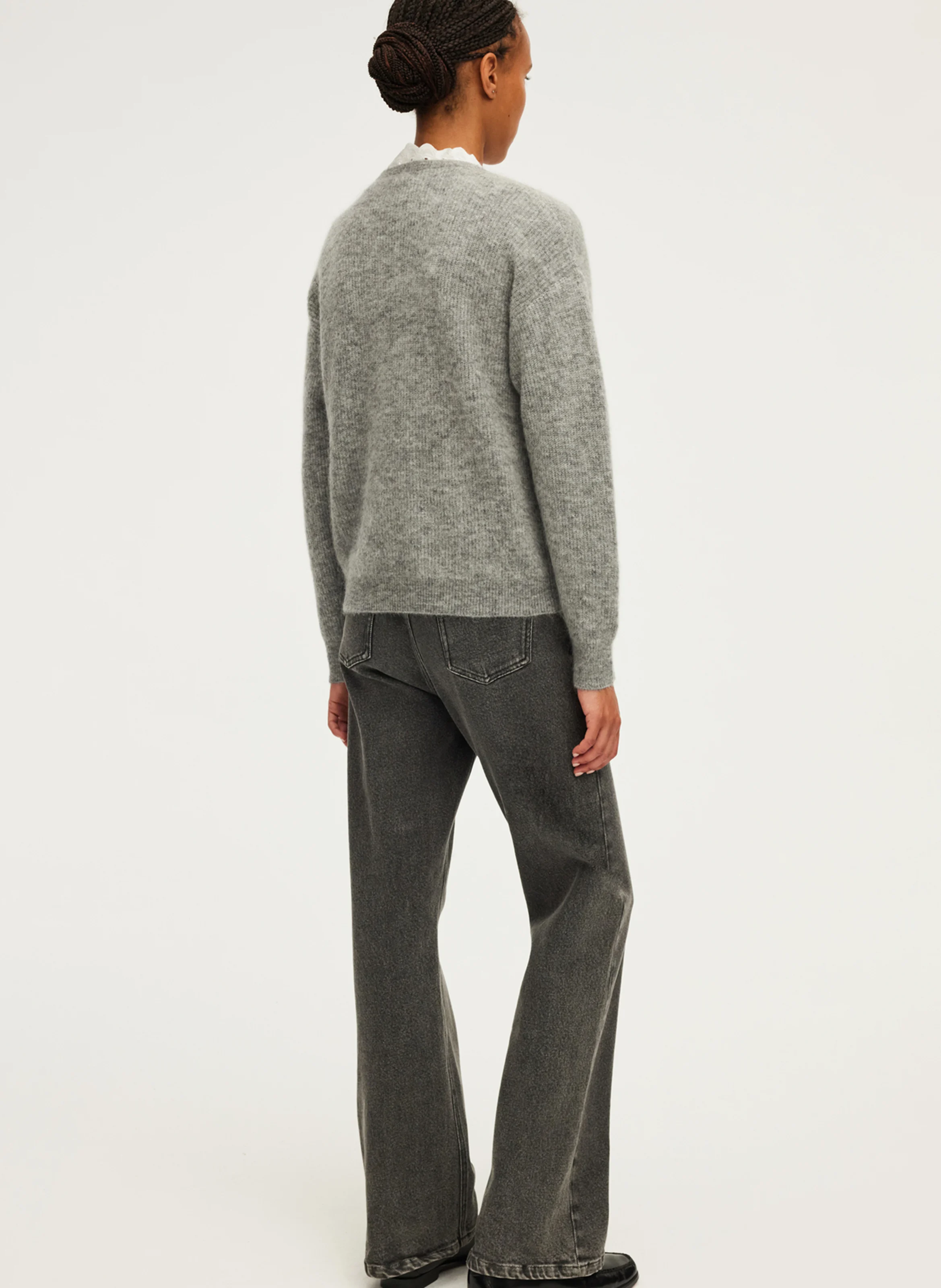 JULETTE - Pull droit en laine mélangée| Gris