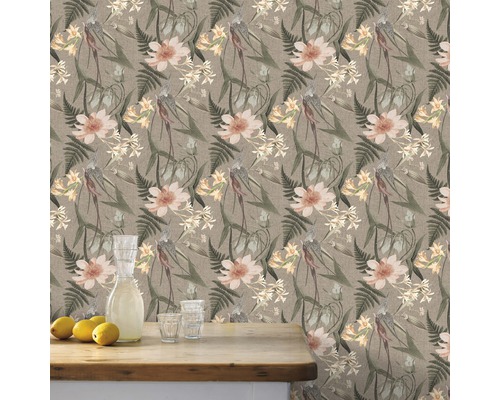Vliesbehang 113266 Paradise Garden taupe