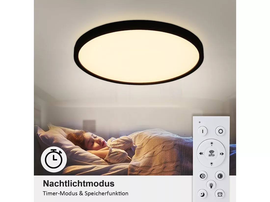 NETTLIFE Panneau LED Blanc Variable avec télécommande Ultra Fin Rond 20W