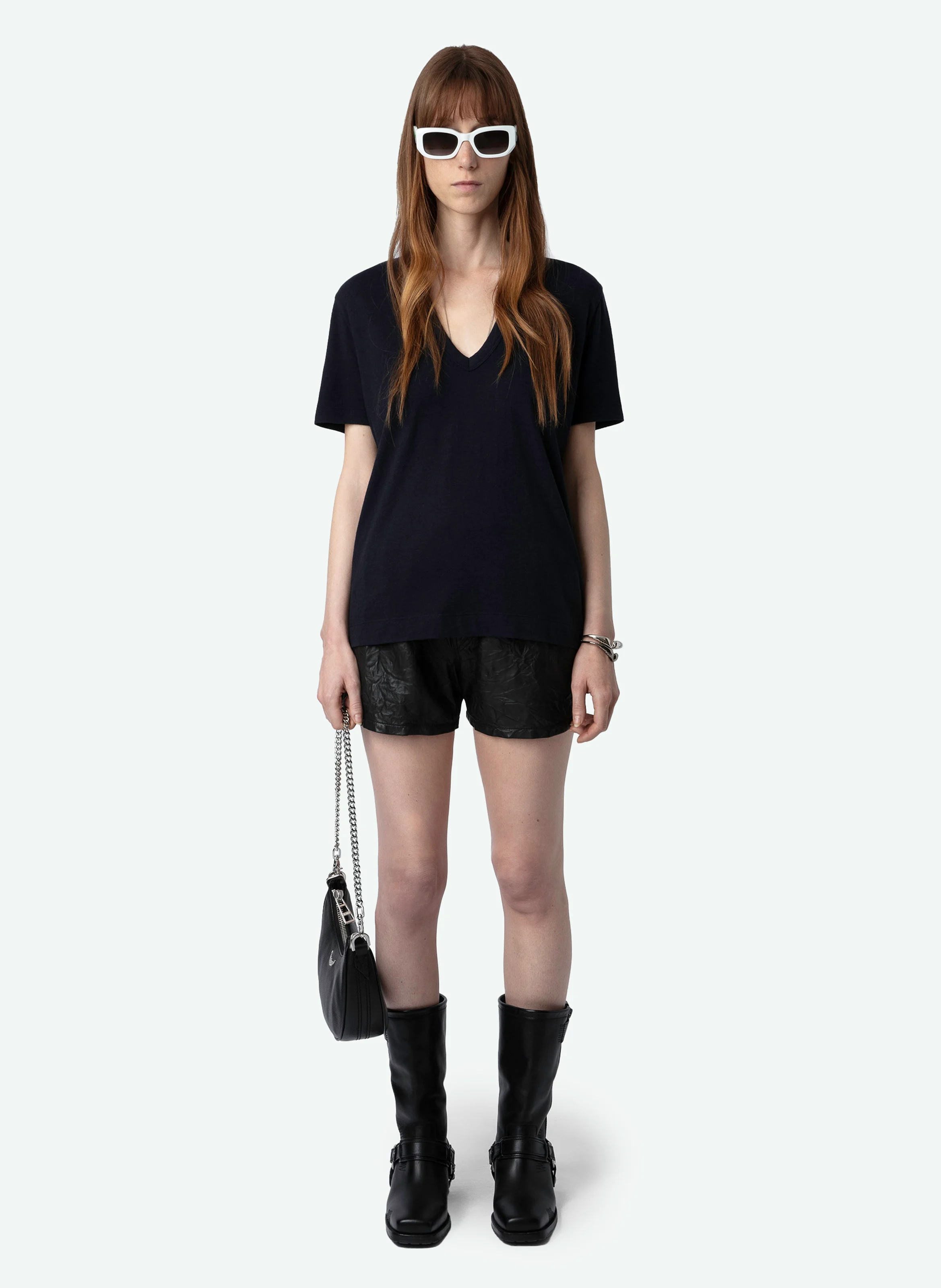WASSA - Tee-shirt col V| Bleu