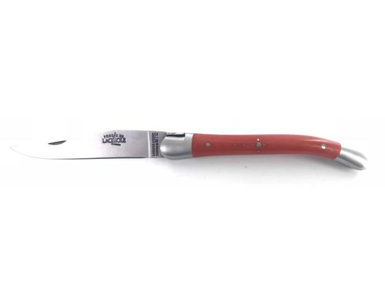 Laguiole 9 cm - 2 mitres - Tissu Compressé Orange Couteau de Poche Forge de Laguiole