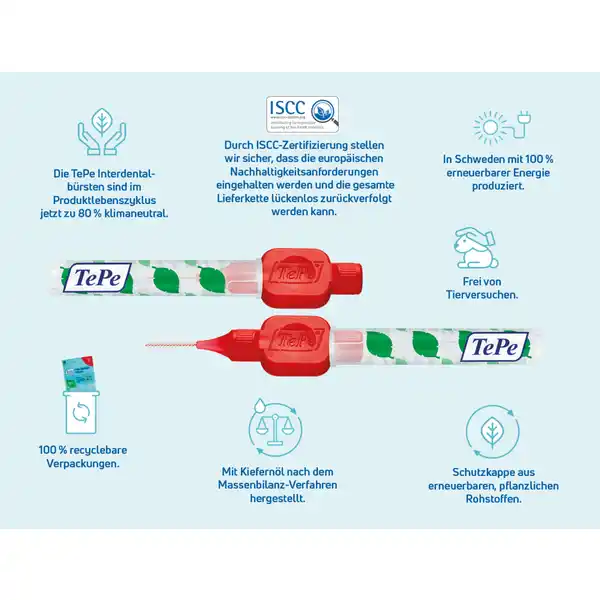 Interdentalbürsten Rot, ISO 2, 0,5 mm, 8 Stück