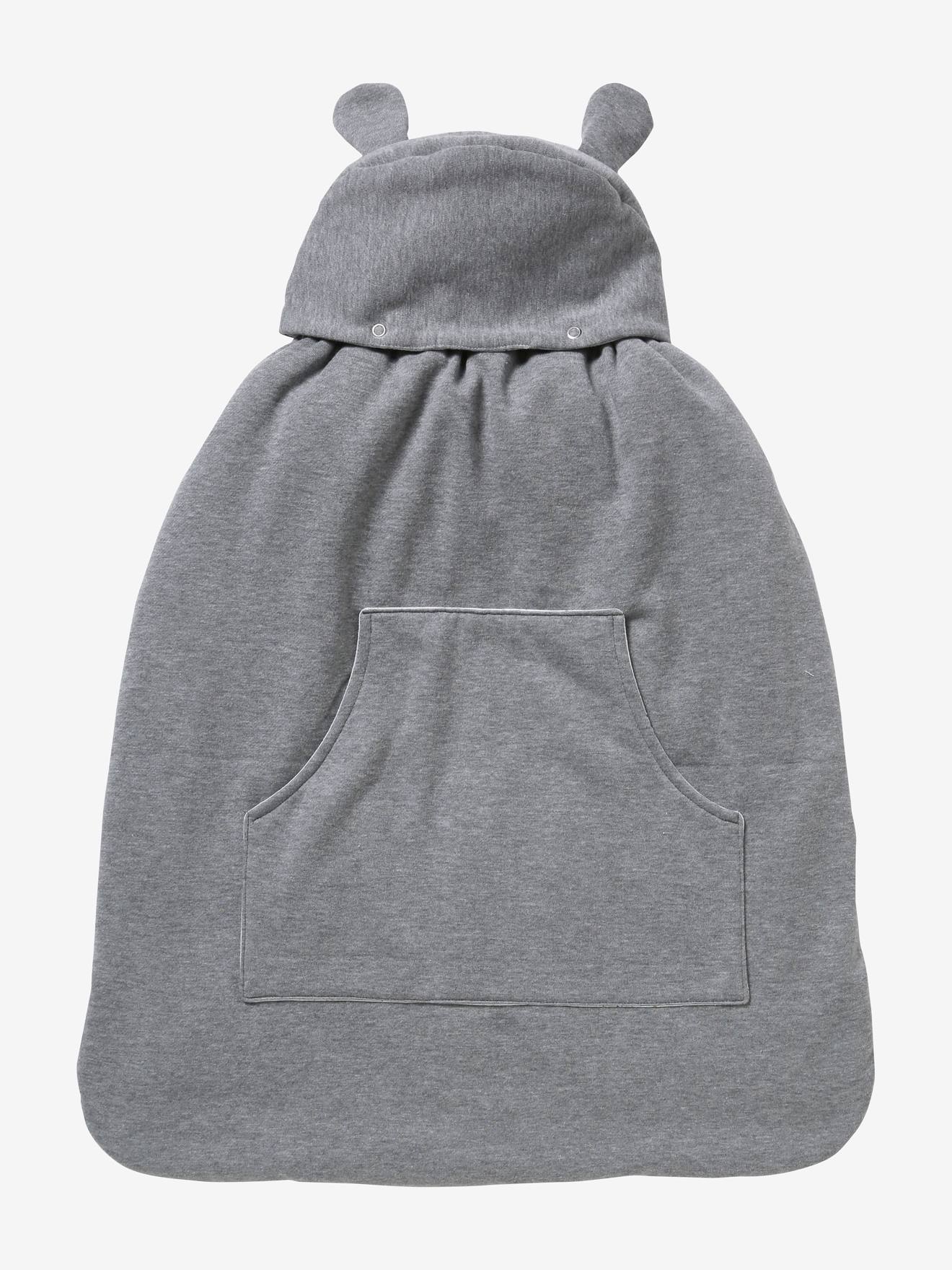 Capa para porta-bebê em pelúcia mesclada cinza claro