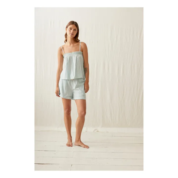 Louise Misha Pyjama Minalou Rayures Coton Bio - Collection Femme | Bleu