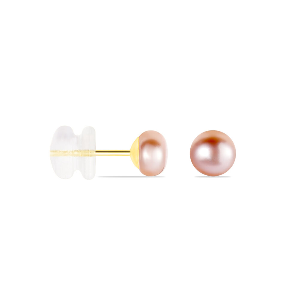 Boucles D'oreilles Puces Ursulina Or Jaune Perle De Culture