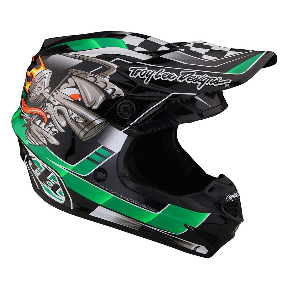 Troy Lee Designs - Casque SE4 Polyacrylite Carb Noir / Vert / Gris
