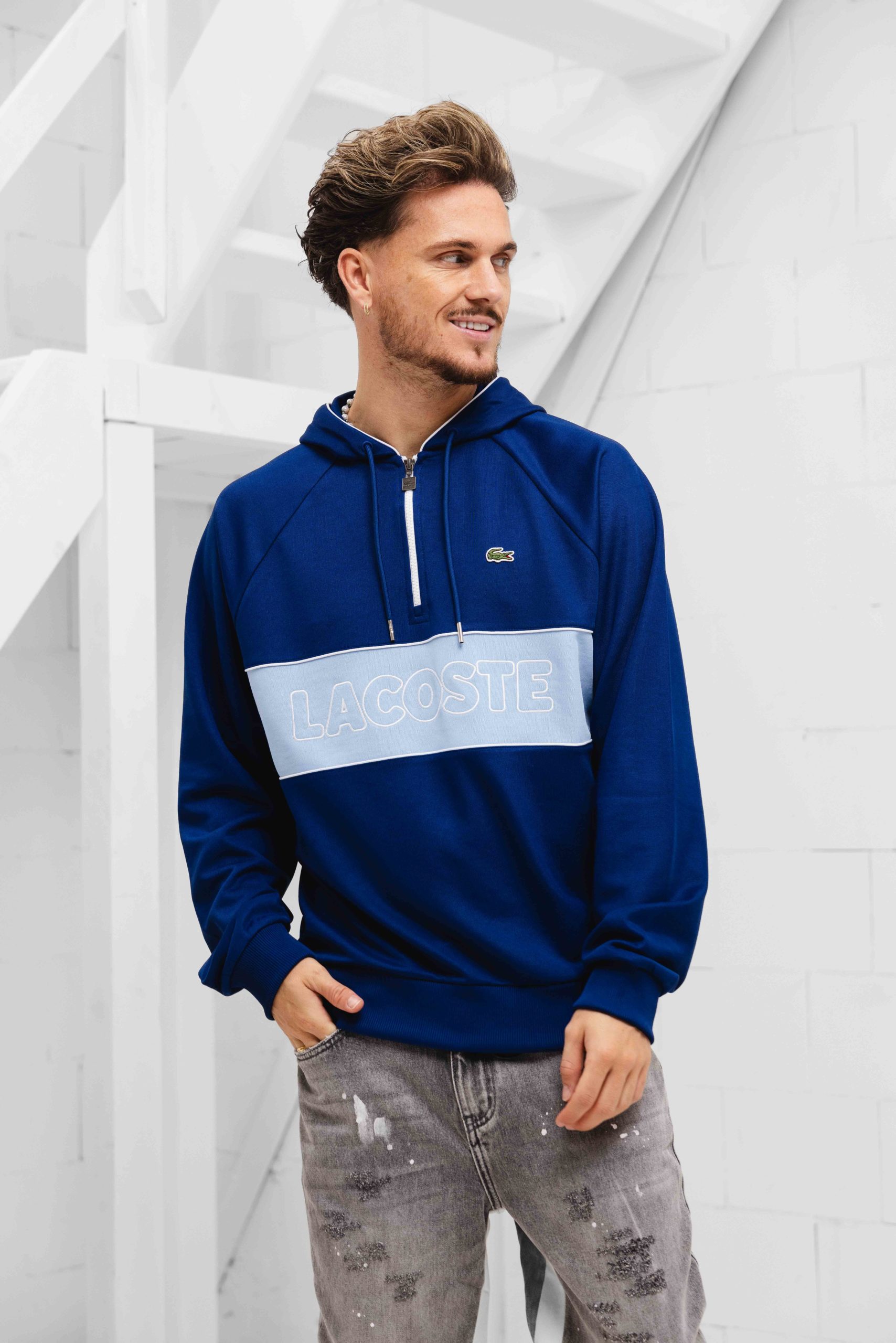 Lacoste Paris Relaxed Hoodie Heren Donkerblauw
