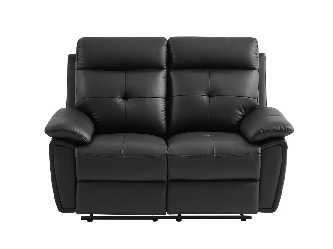 Canapés 3 places 2 places et un fauteuil relax en cuir noir VINETA