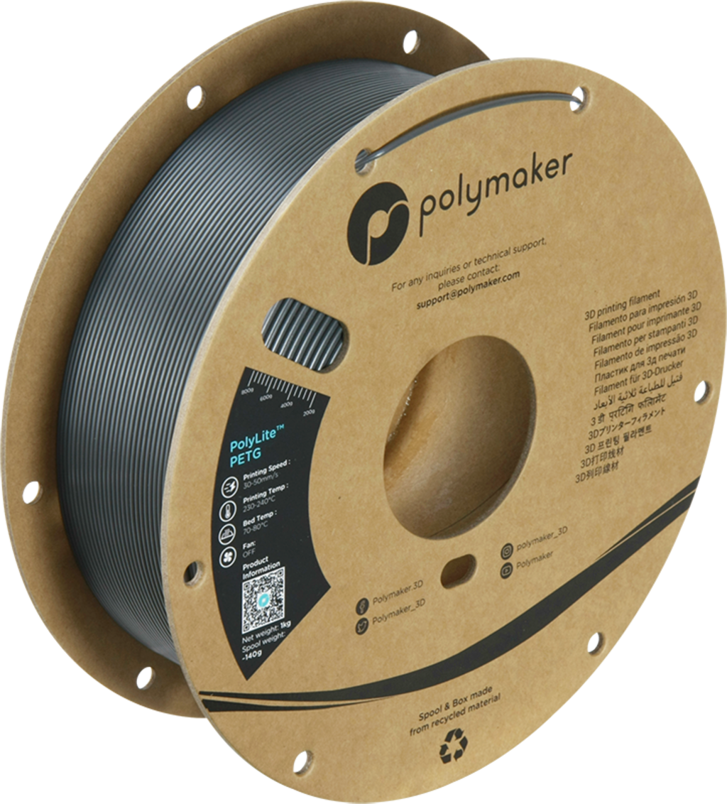 Polymaker  PolyLite PETG Dark Grey, 1,75 mm / 1000 g    Großartiges Allround-Filament für den täglichen Druck