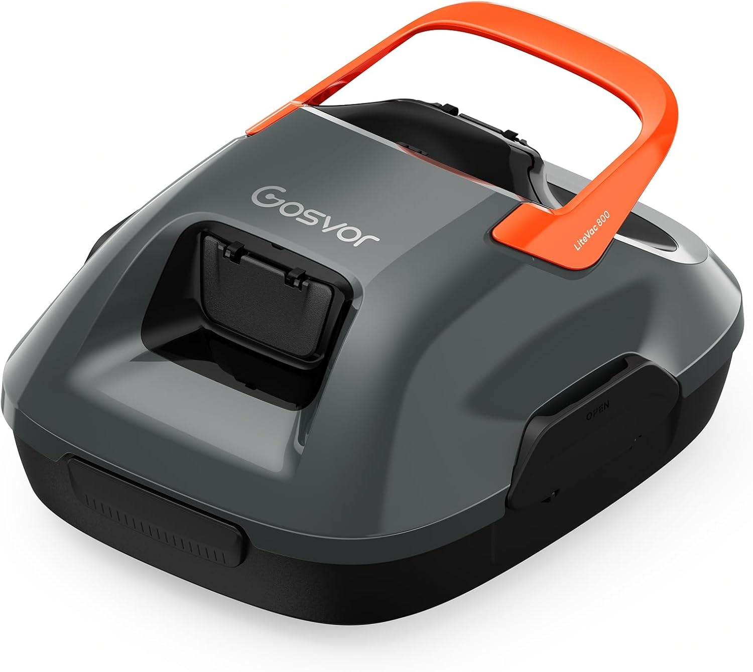 Poolroboter, Akku Poolsauger mit 90 Min. Reinigungszeit, Einfach zu Bedienen, Selbstparkfunktion, Poolsauger Bodensauger Ideal für 80 ㎡ Oberirdische Pools, Grau-Orange