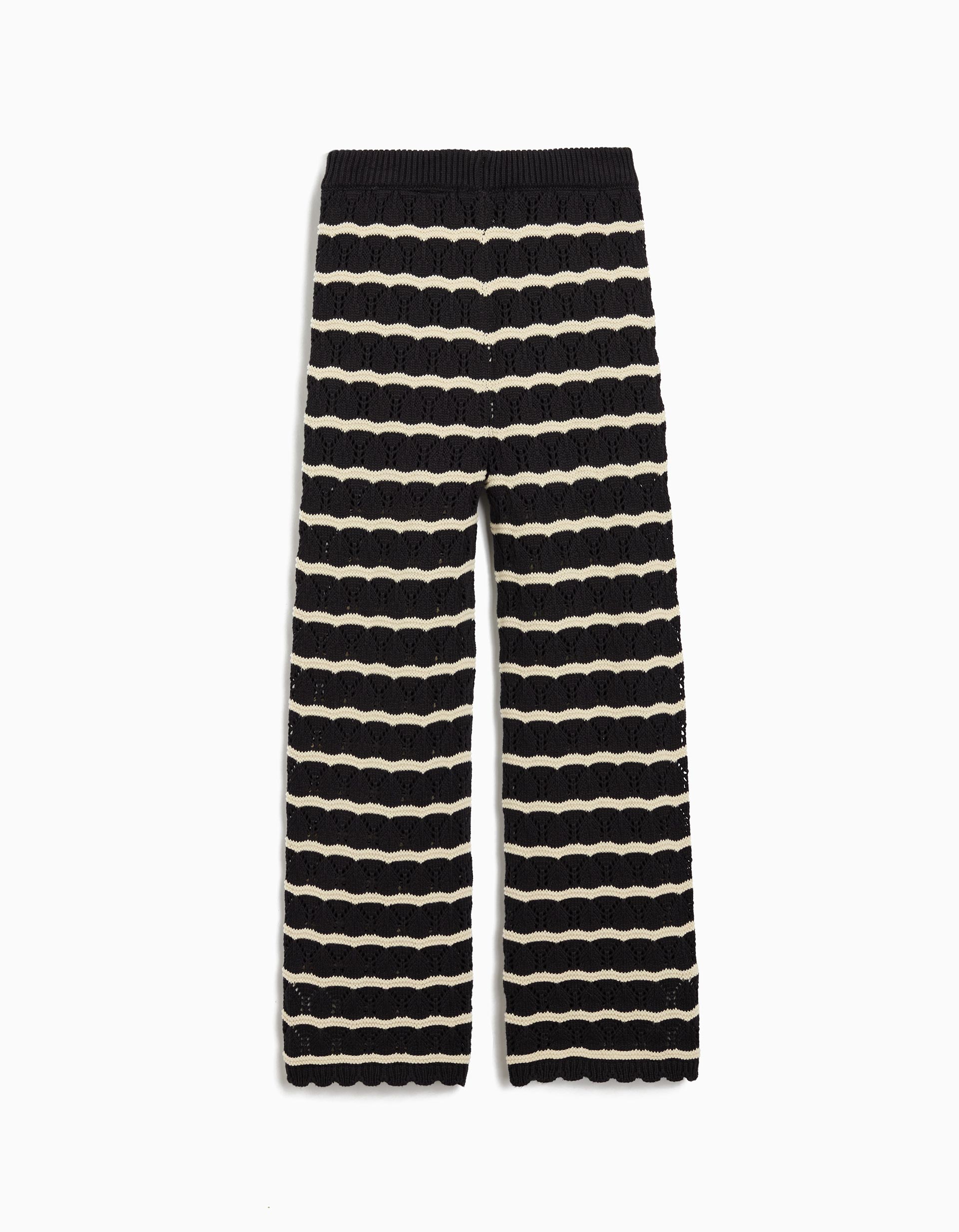 Calças Riscas em Crochet, Menina, Preto