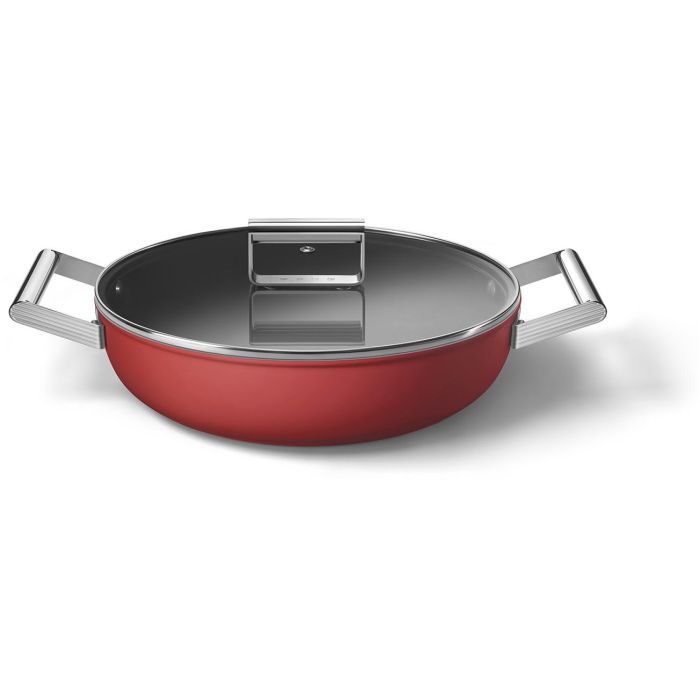 SMEG Schmorpfanne mit Deckel 28 cm CKFD2811RDM Rot