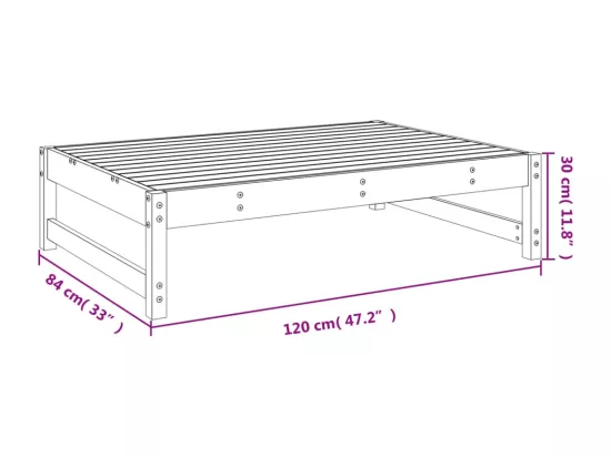 Repose-pied de jardin 120x80 cm noir bois de pin massif