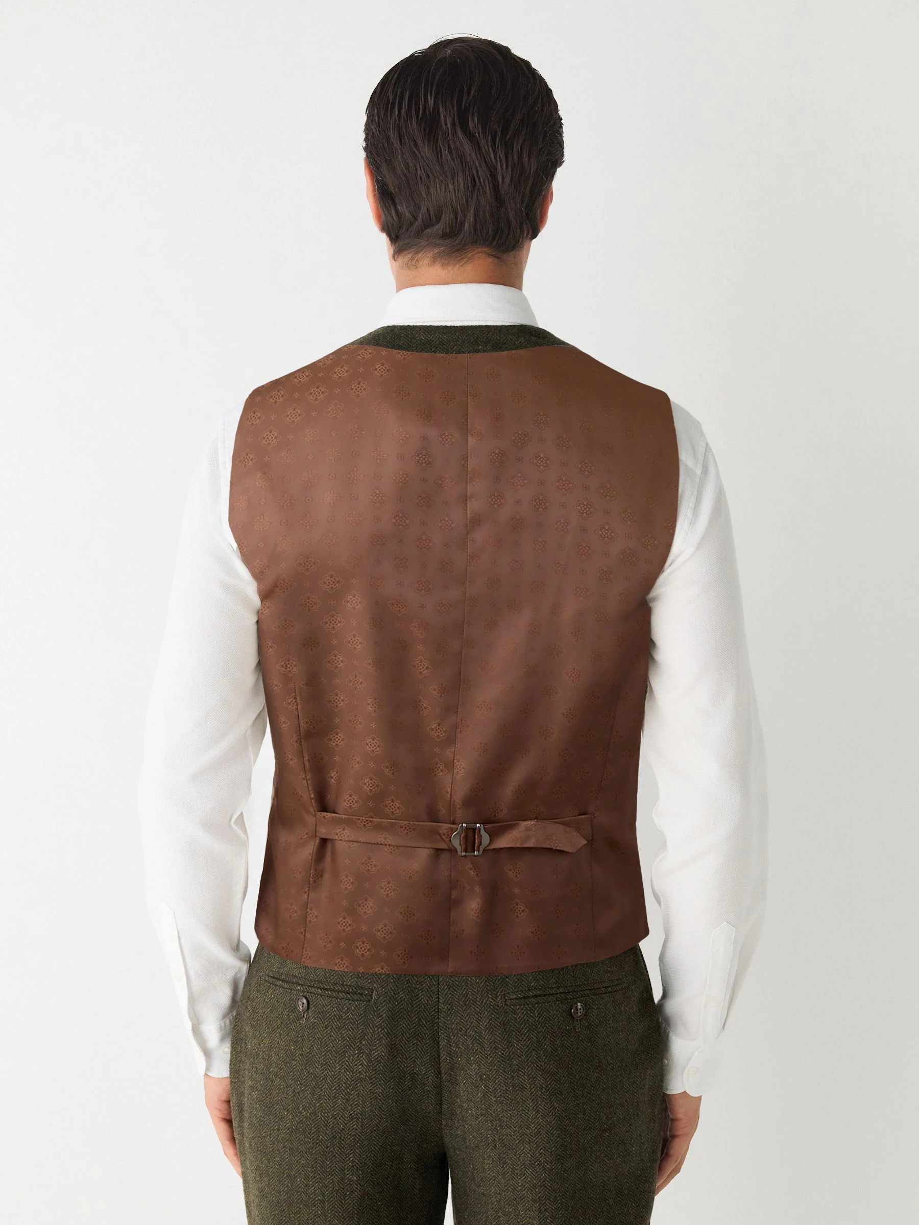 Groen - Herringbone Wool Blend Suit Waistcoast