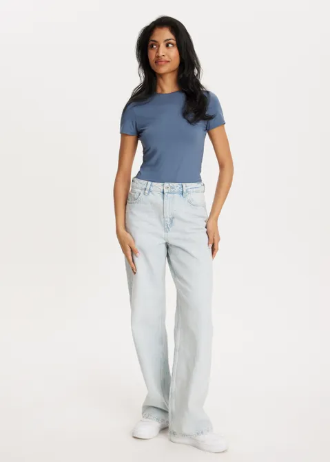 T-shirt met cropped model blauw (BLW.M)