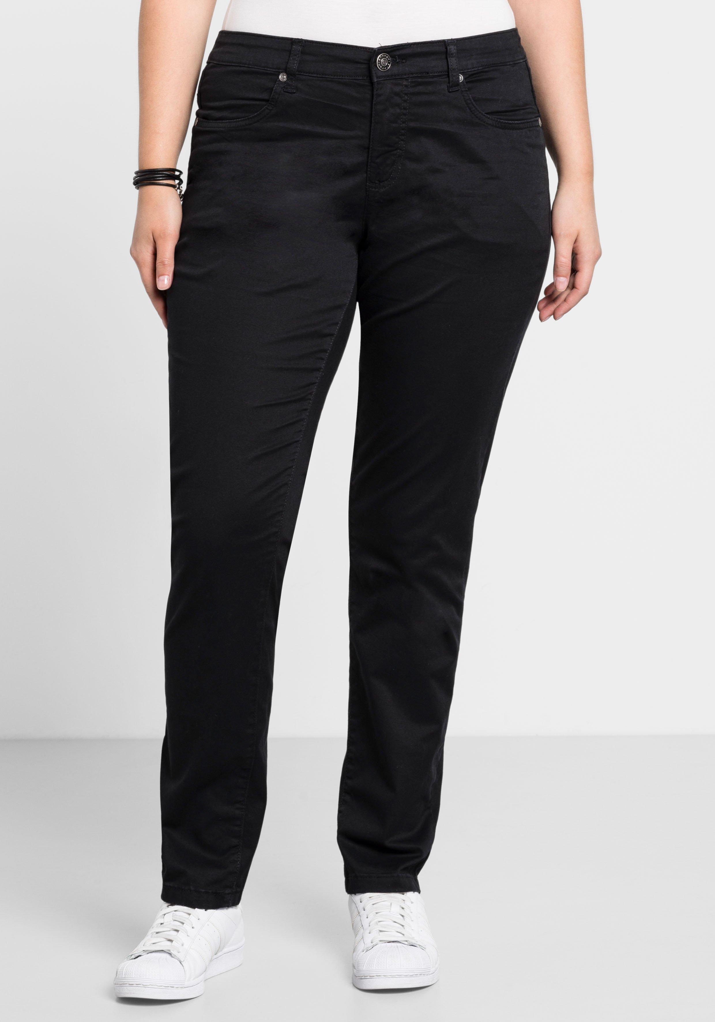 Schmale Stretchhose aus Baumwoll-Twill
