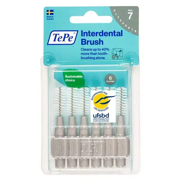 Escova interdental TePe Eco-Responsible ISO 7 / 1,30 mm, pacote com 6 unidades.