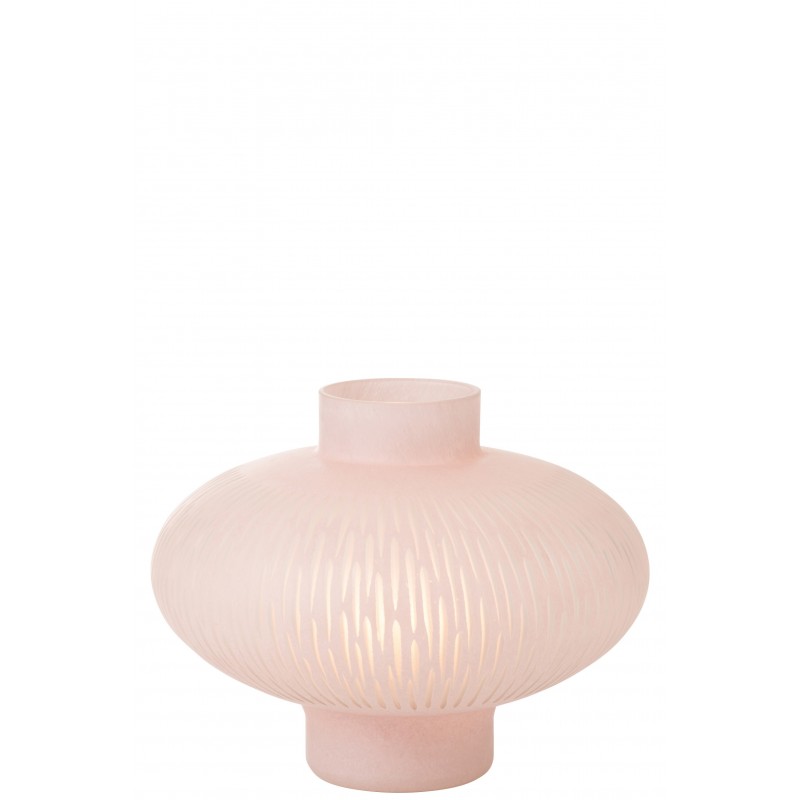 Vase bas avec anneau en verre rose 30x30x25 cm