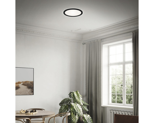 LED plafondlamp 12W 1400 lm 4000 K Ø 19 cm Slim zwart + Achtergrondverlichting