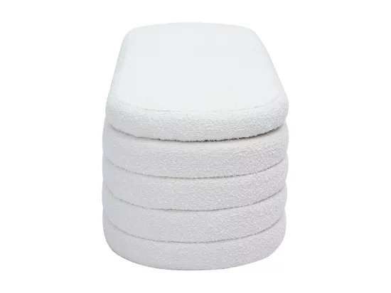 Banc coffre en tissu effet laine bouclée blanc L125 cm NAVY