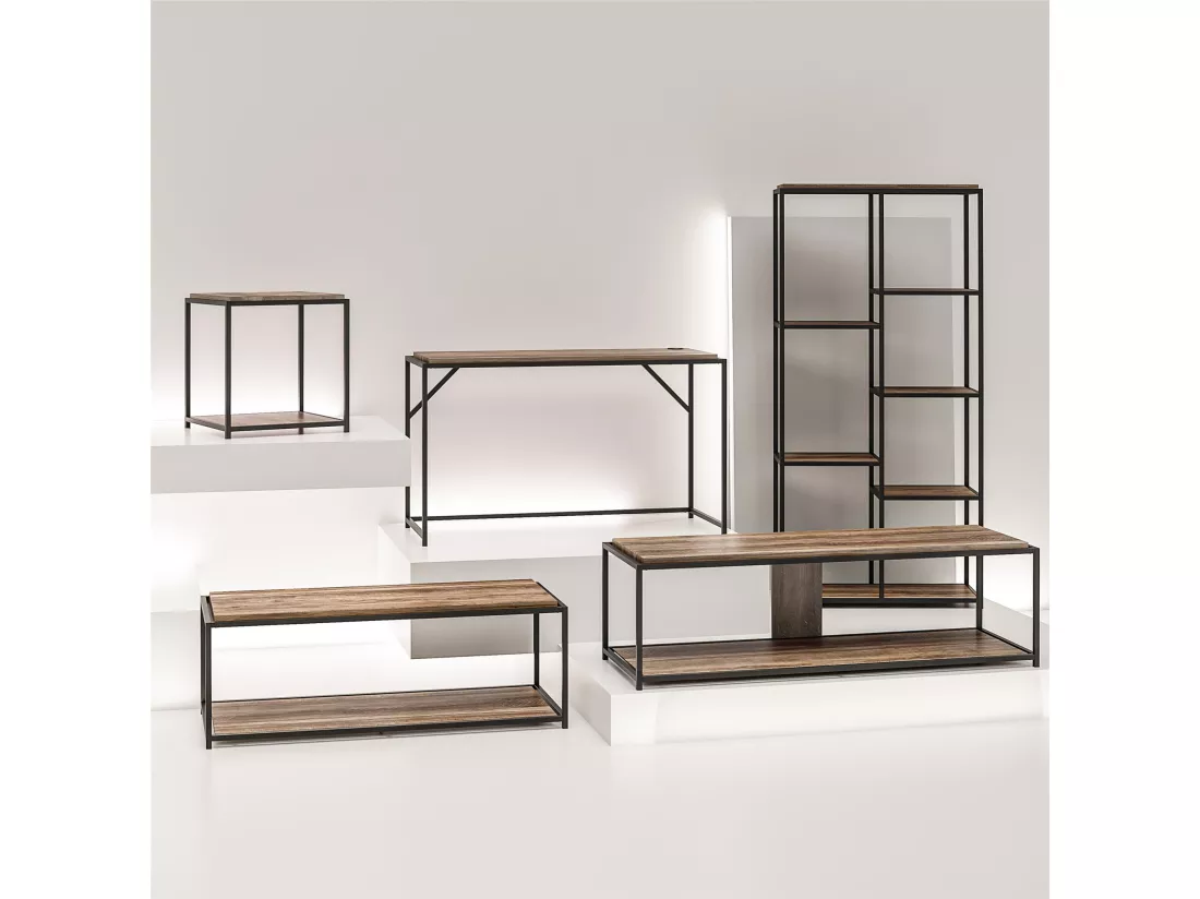 Quincy | Bureau en effet chêne et structure en métal