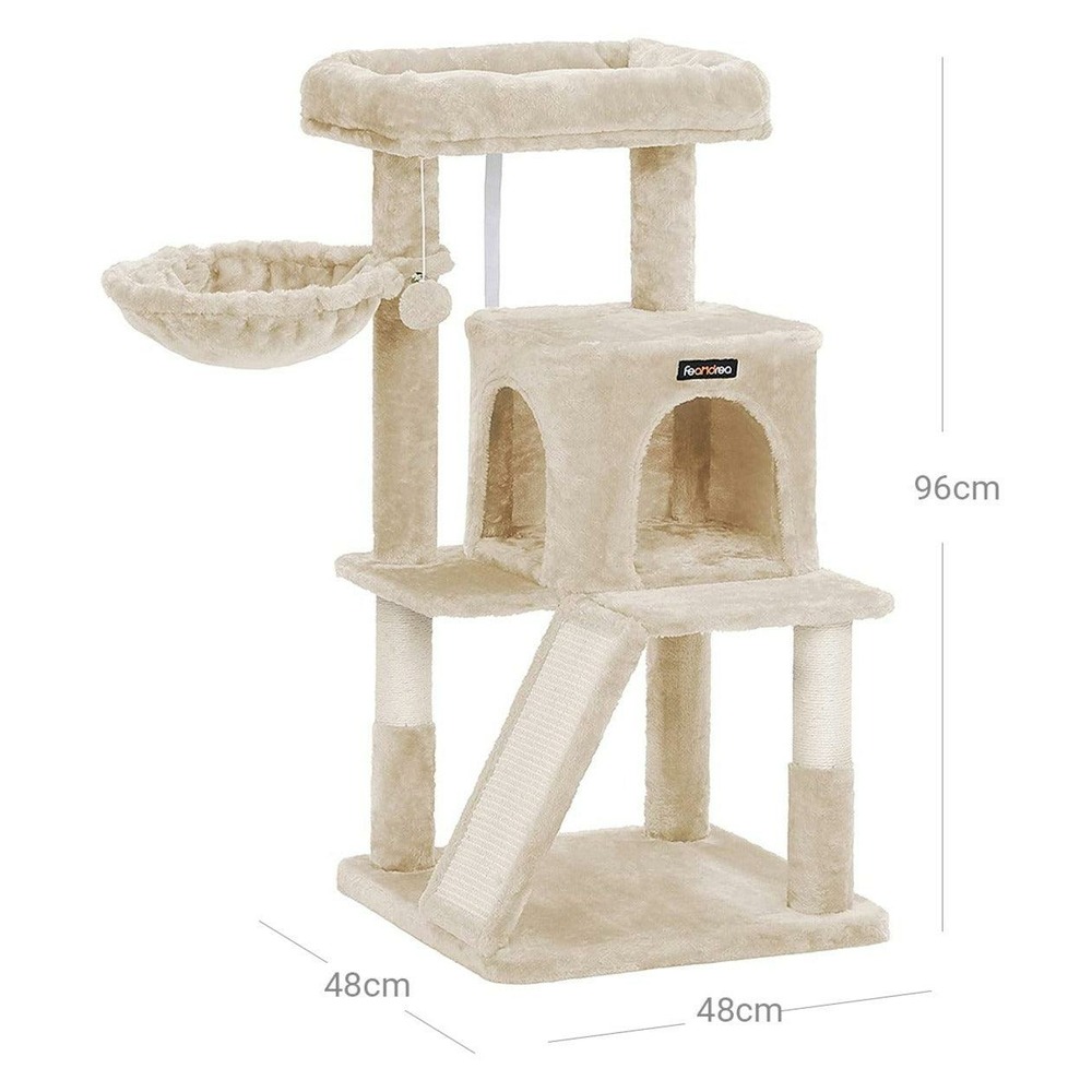 Arbre à chat tour avec haute plate-forme d'observation 96 cm beige