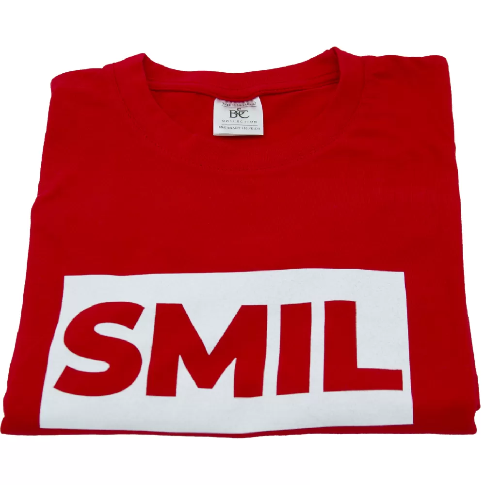 SMILfonden T-shirt Rød med hvidt smil flere størrelser - 1 stk