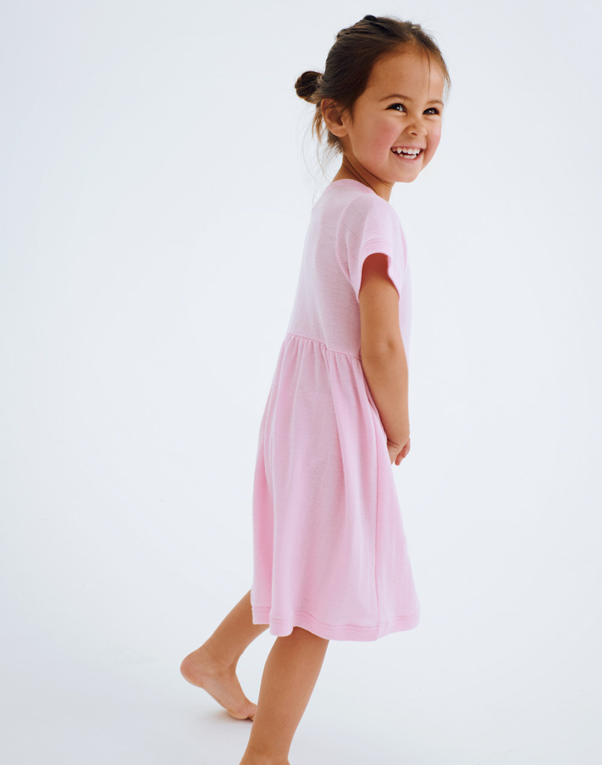 Pointelle T-shirtjurk van merinowol/zijde voor kinderen